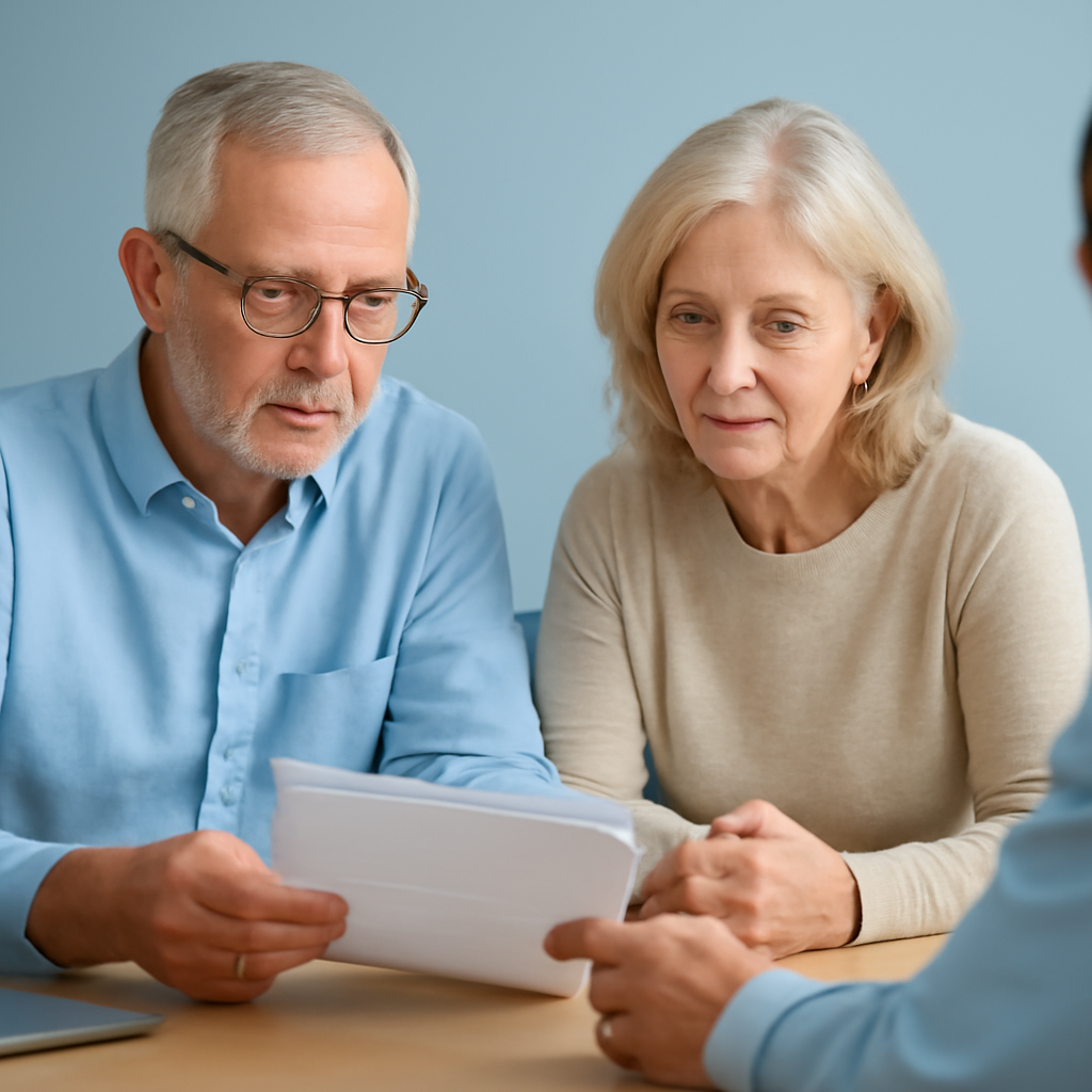 Couple discussing retirement plans