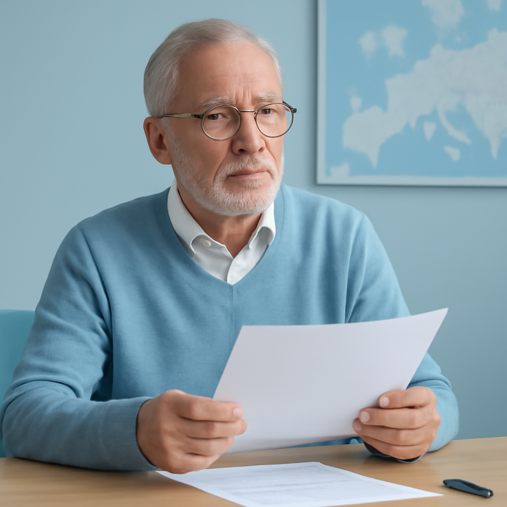Cross-border retiree with documents