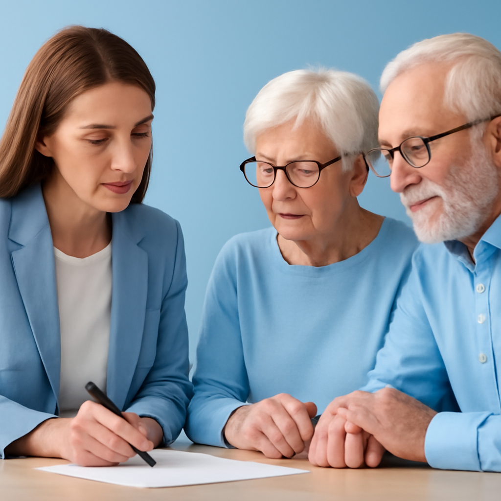 Family member preparing documents