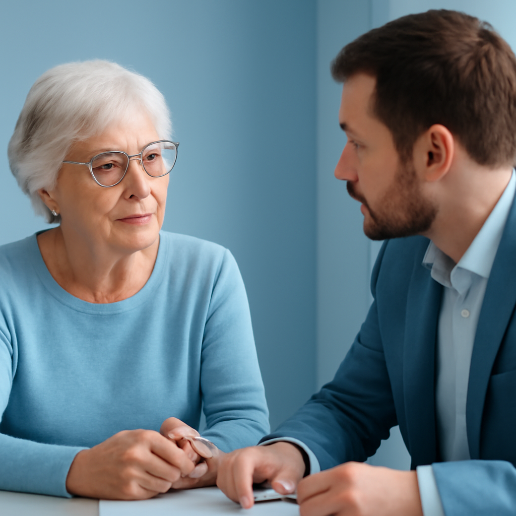 Swiss pensioner in consultation